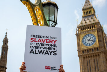 Anti-Slavery poster in front of Big Ben