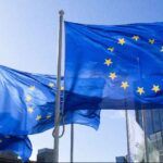 Flags outside an EU building